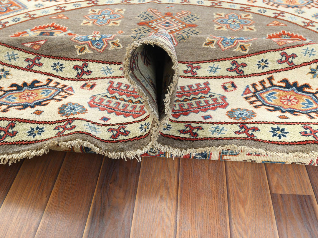 8'0" x 7'10" New Hand Knotted Brown Wool Round Oriental Rug - MOA10261678