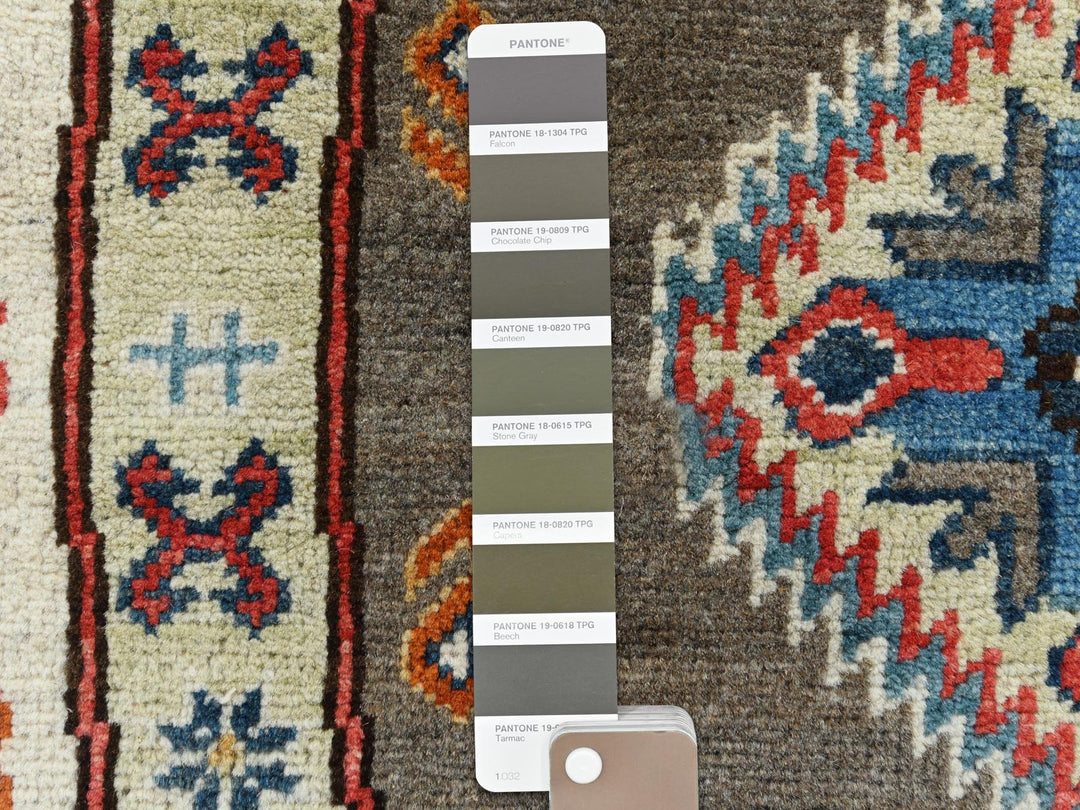 8'0" x 7'10" New Hand Knotted Brown Wool Round Oriental Rug - MOA10261678