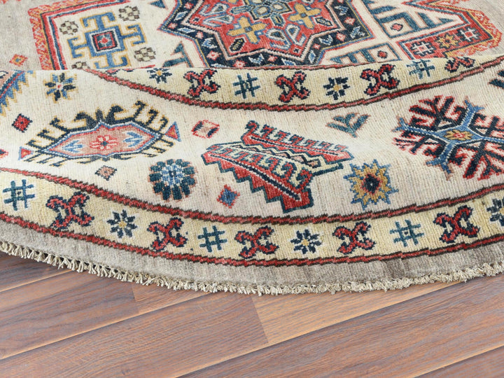 7'9" x 7'10" New Hand Knotted Beige Wool Round Oriental Rug - MOA10261682