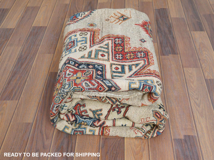 7'9" x 7'10" New Hand Knotted Beige Wool Round Oriental Rug - MOA10261682