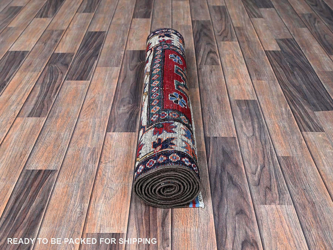 2'8" x 8'3" New Hand Knotted Red Wool Runner Oriental Rug - MOA102616
