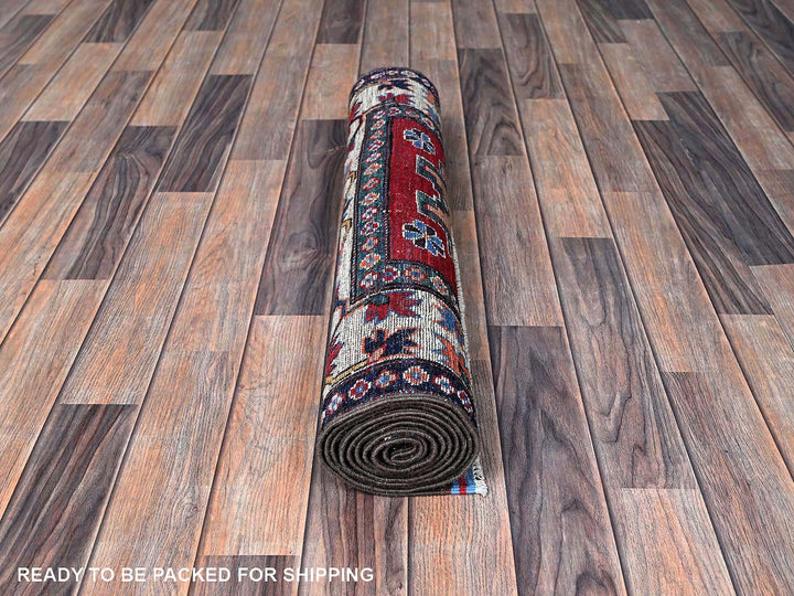 2'8" x 8'3" New Hand Knotted Red Wool Runner Oriental Rug - MOA102616