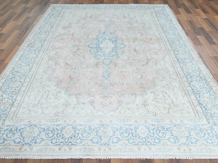 7'0" x 10'4" Vintage Hand Knotted Red Worn Wool Rectangle Oriental Rug - MOA10261719