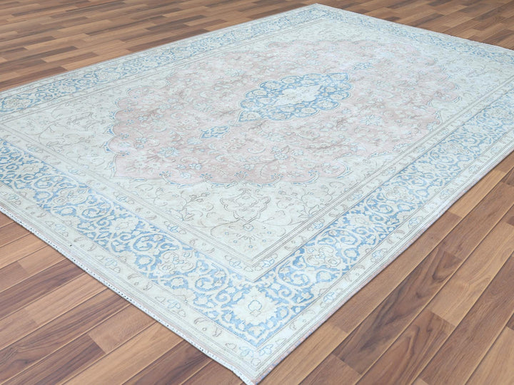 7'0" x 10'4" Vintage Hand Knotted Red Worn Wool Rectangle Oriental Rug - MOA10261719
