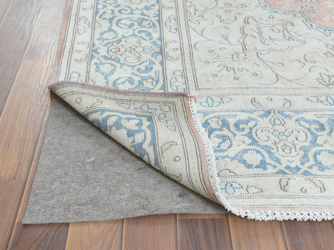 7'0" x 10'4" Vintage Hand Knotted Red Worn Wool Rectangle Oriental Rug - MOA10261719