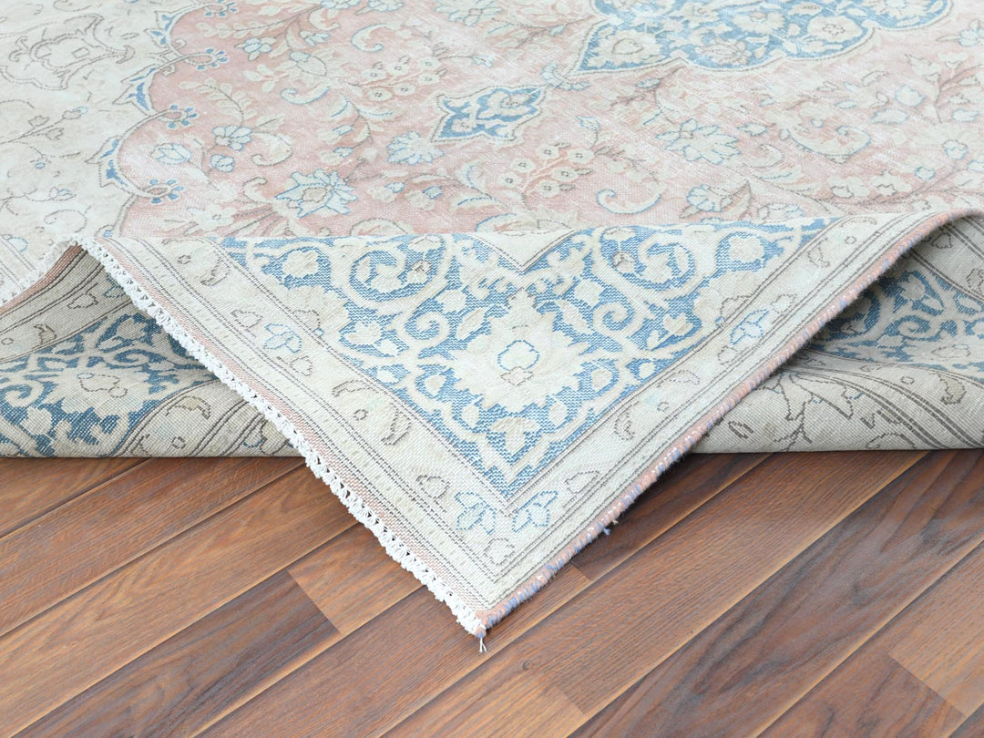 7'0" x 10'4" Vintage Hand Knotted Red Worn Wool Rectangle Oriental Rug - MOA10261719
