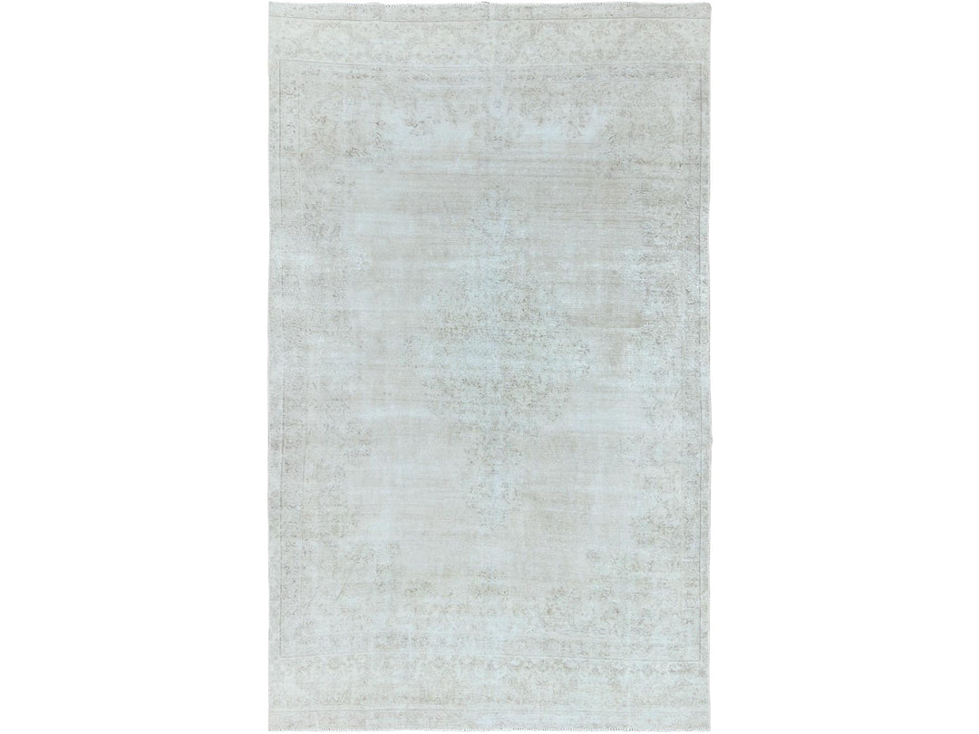 7'6" x 12'10" Vintage Hand Knotted Beige Worn Wool Rectangle Oriental Rug - MOA10261724