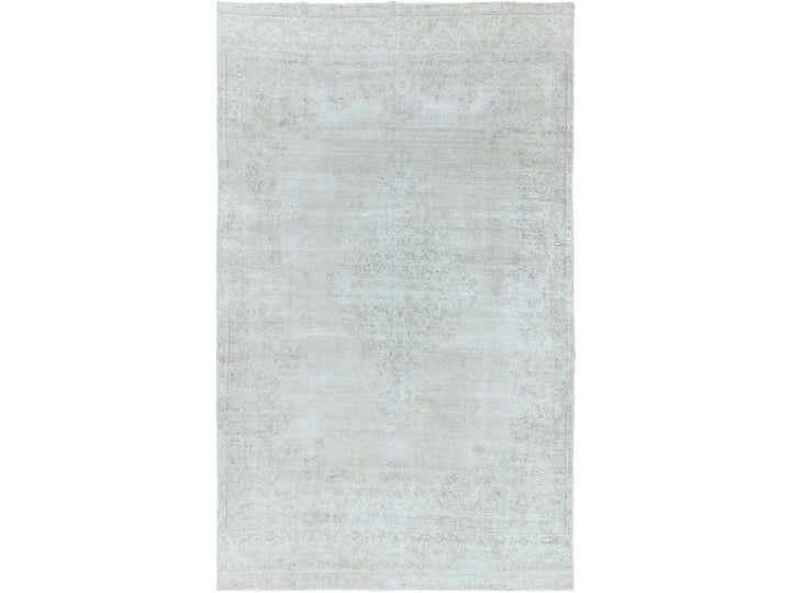 7'6" x 12'10" Vintage Hand Knotted Beige Worn Wool Rectangle Oriental Rug - MOA10261724