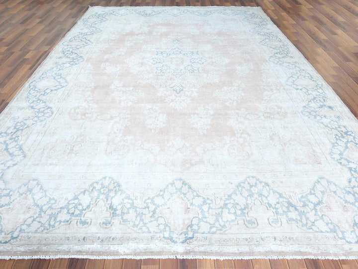 10'1" x 14'2" Vintage Hand Knotted Brown Worn Wool Rectangle Oriental Rug - MOA10261725