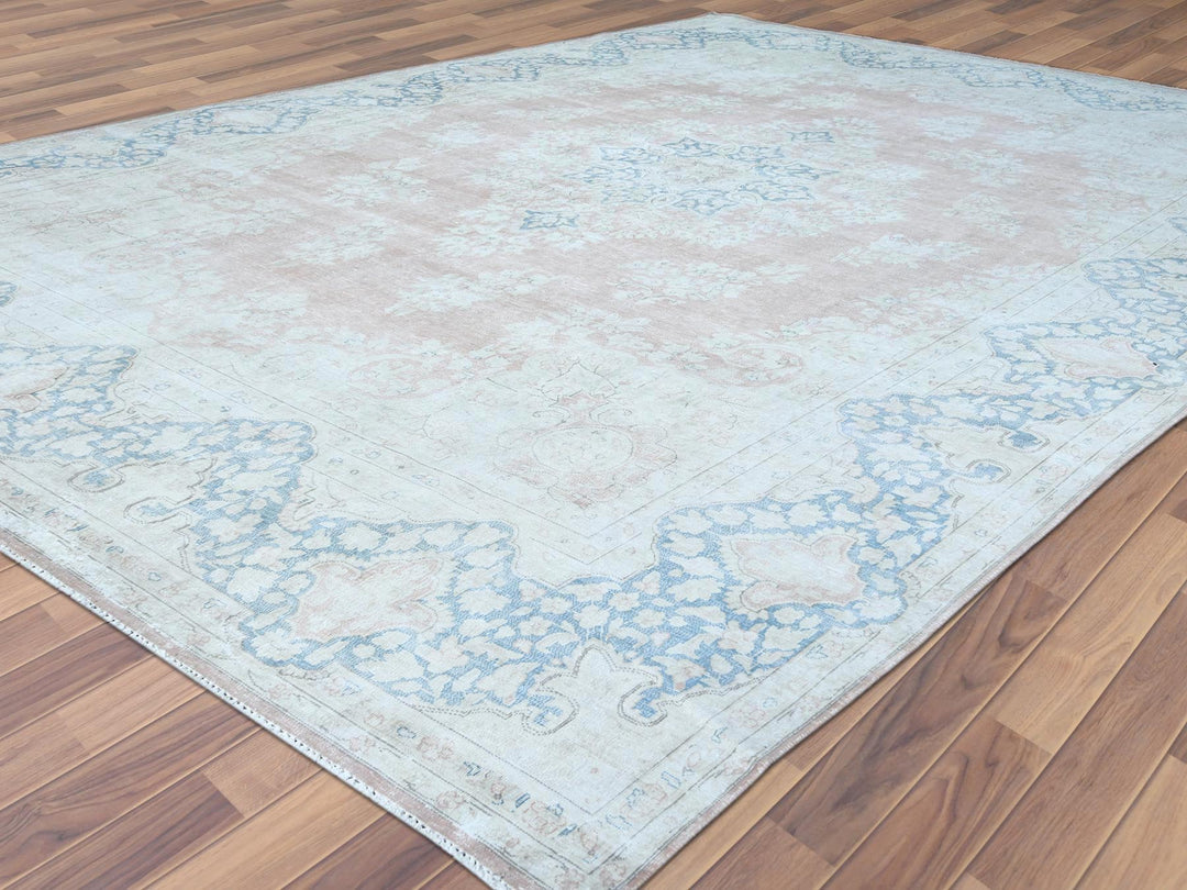 10'1" x 14'2" Vintage Hand Knotted Brown Worn Wool Rectangle Oriental Rug - MOA10261725