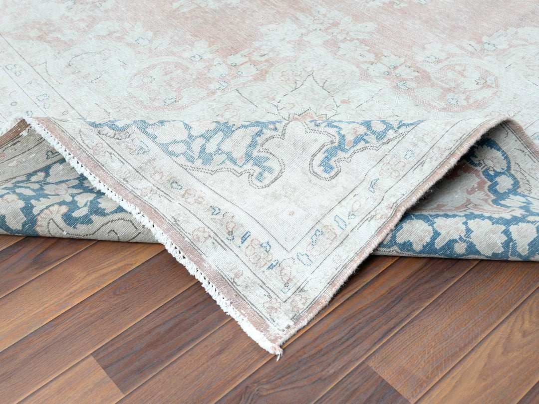 10'1" x 14'2" Vintage Hand Knotted Brown Worn Wool Rectangle Oriental Rug - MOA10261725