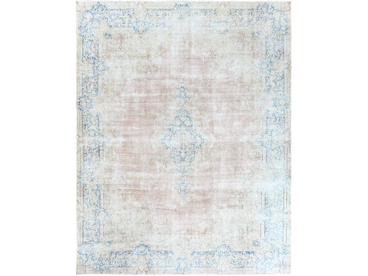 9'8" x 12'9" Vintage Hand Knotted Red Worn Wool Rectangle Oriental Rug - MOA10261728