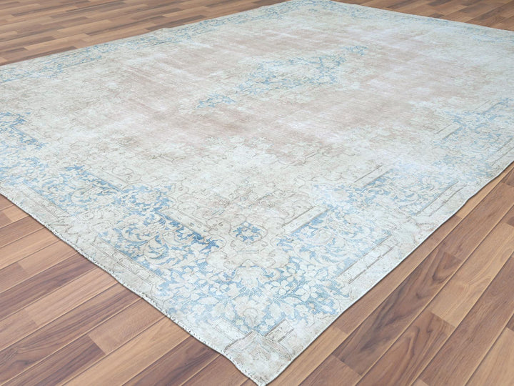 9'8" x 12'9" Vintage Hand Knotted Red Worn Wool Rectangle Oriental Rug - MOA10261728