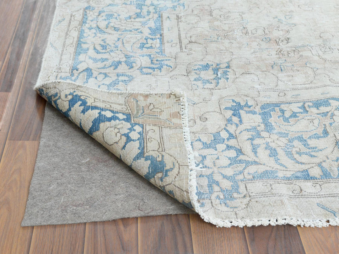 9'8" x 12'9" Vintage Hand Knotted Red Worn Wool Rectangle Oriental Rug - MOA10261728
