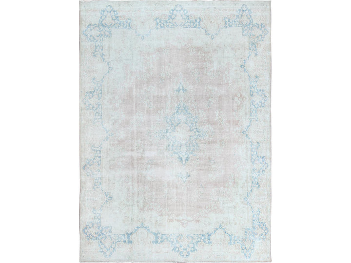 9'9" x 13'3" Vintage Hand Knotted Pink Worn Wool Rectangle Oriental Rug - MOA10261735