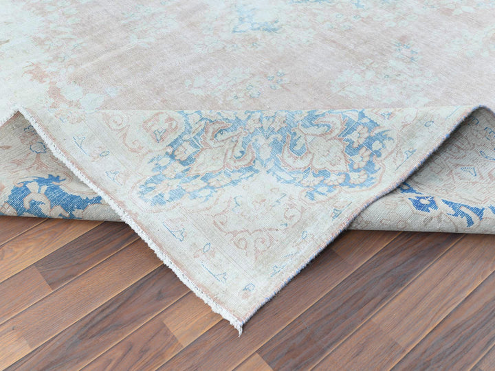 9'9" x 13'3" Vintage Hand Knotted Pink Worn Wool Rectangle Oriental Rug - MOA10261735