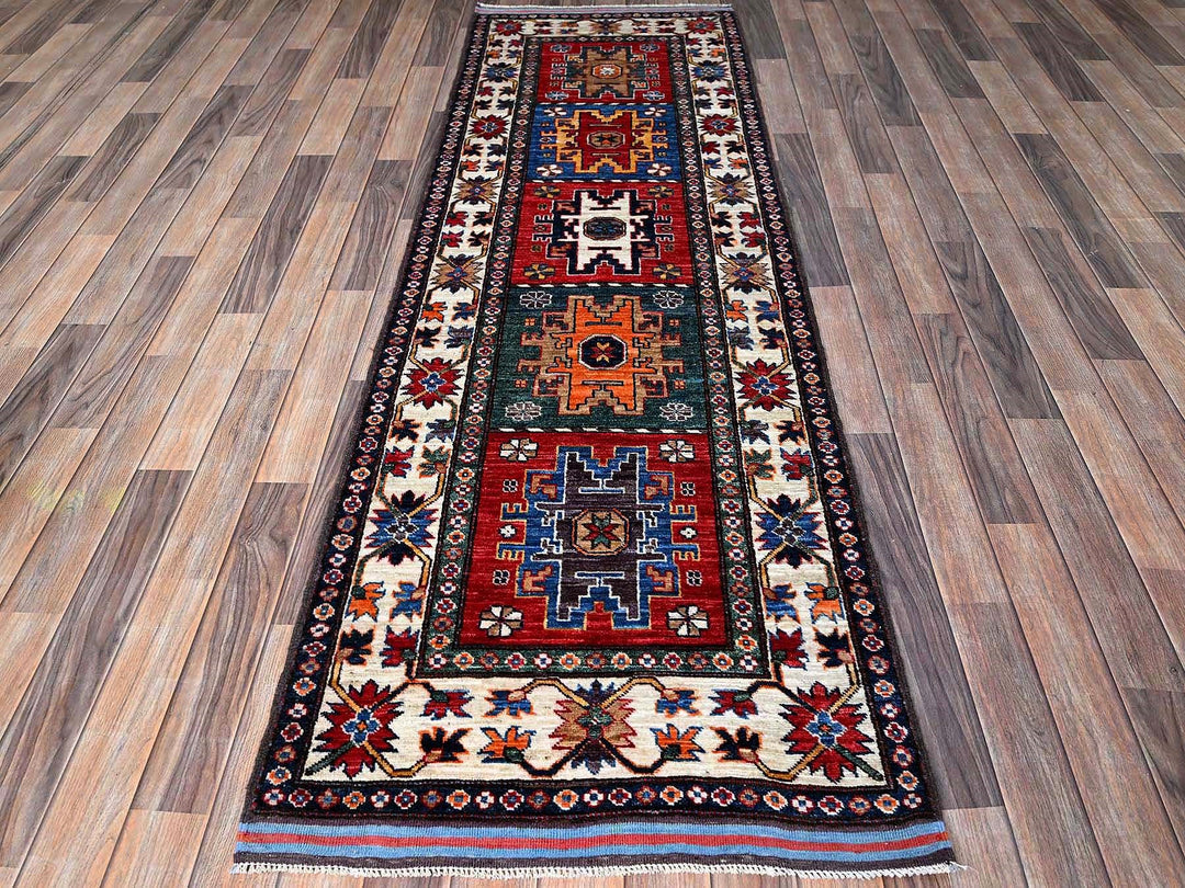 2'8" x 7'7" New Hand Knotted Red Wool Runner Oriental Rug - MOA102617