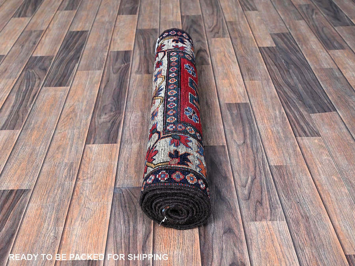 2'8" x 7'7" New Hand Knotted Red Wool Runner Oriental Rug - MOA102617