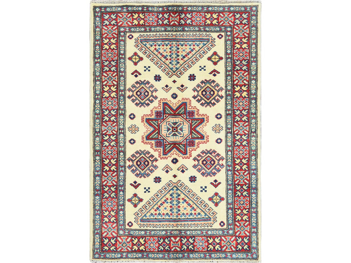 3'0" x 4'8" New Hand Knotted Ivory Wool Rectangle Oriental Rug - MOA10261810
