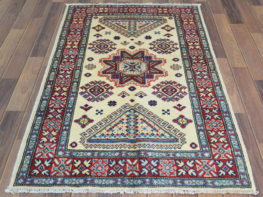 3'0" x 4'8" New Hand Knotted Ivory Wool Rectangle Oriental Rug - MOA10261810