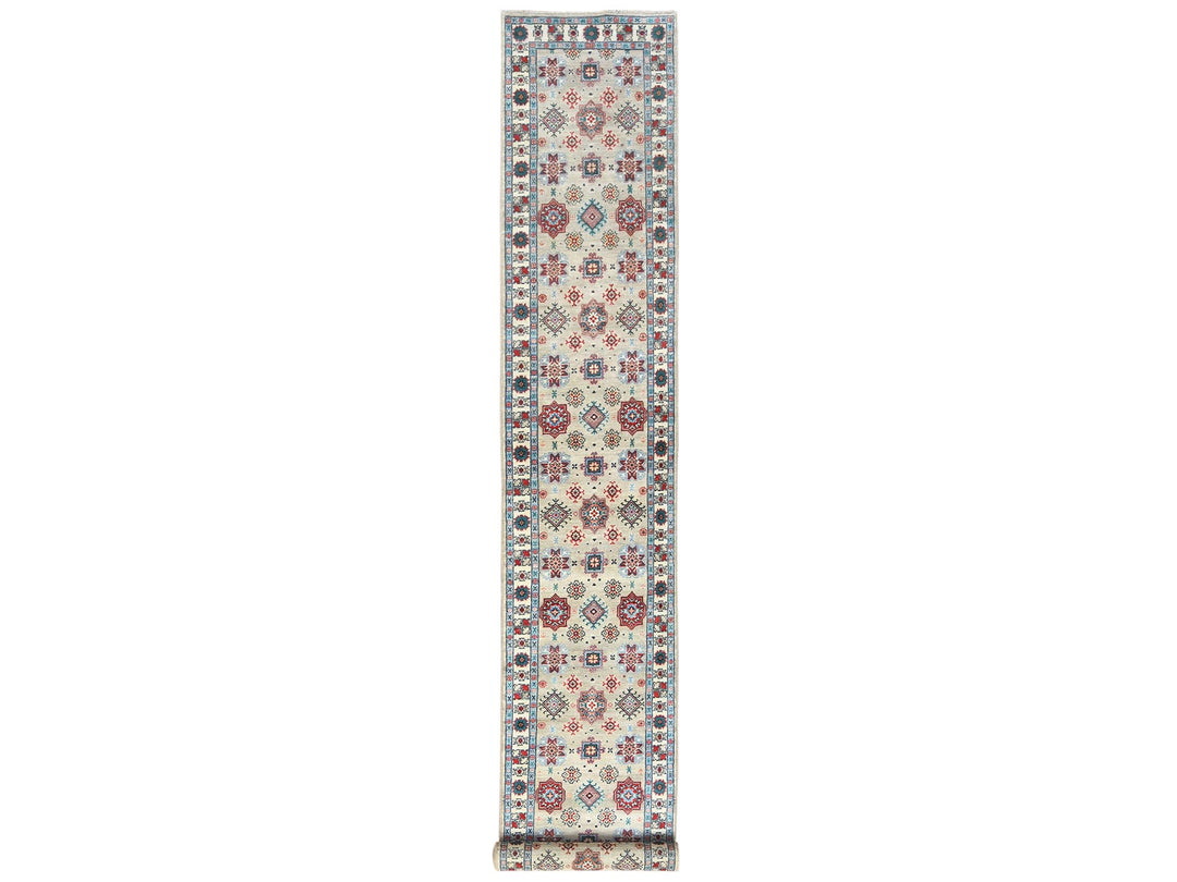 2'10" x 19'4" New Hand Knotted Grey Wool Runner Oriental Rug - MOA10261827