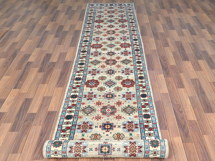 2'10" x 19'4" New Hand Knotted Grey Wool Runner Oriental Rug - MOA10261827
