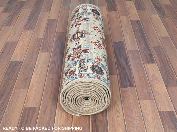 2'10" x 19'4" New Hand Knotted Grey Wool Runner Oriental Rug - MOA10261827