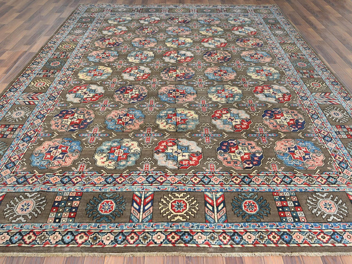 9'7" x 12'9" New Hand Knotted Brown Wool Rectangle Oriental Rug - MOA10261830