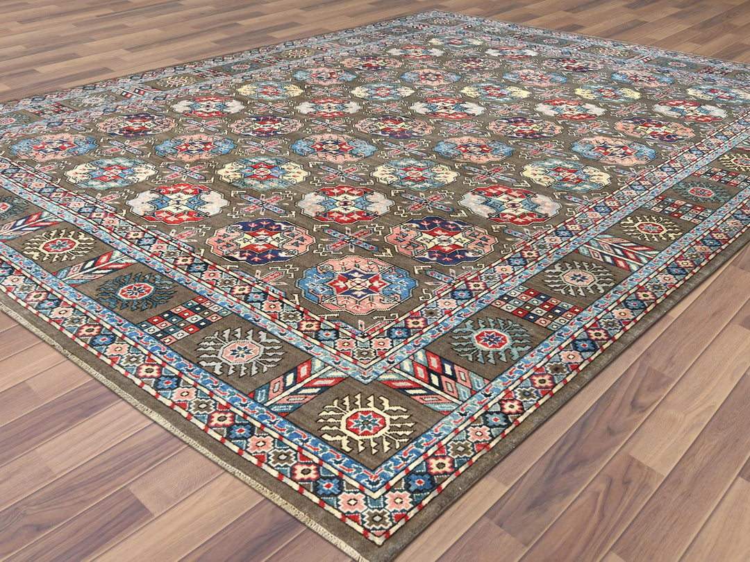 9'7" x 12'9" New Hand Knotted Brown Wool Rectangle Oriental Rug - MOA10261830