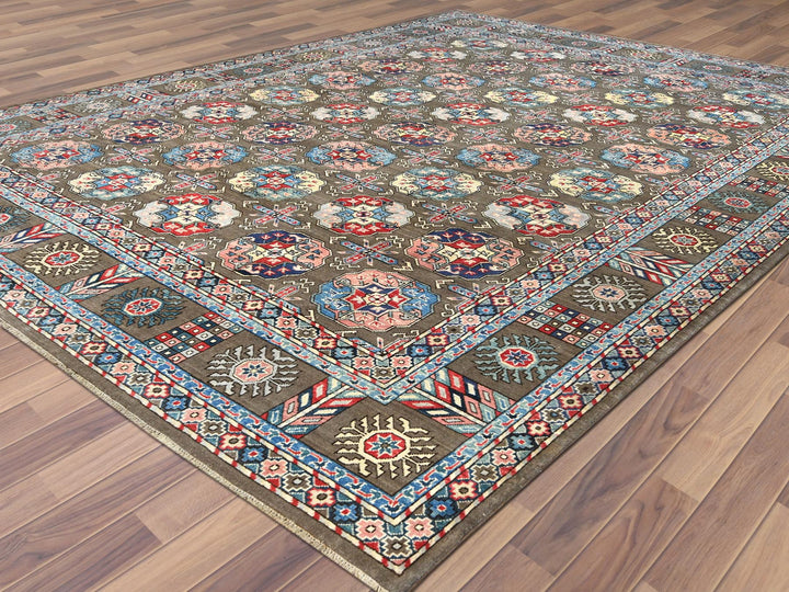 9'7" x 12'9" New Hand Knotted Brown Wool Rectangle Oriental Rug - MOA10261830