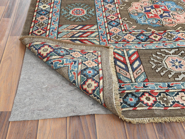 9'7" x 12'9" New Hand Knotted Brown Wool Rectangle Oriental Rug - MOA10261830