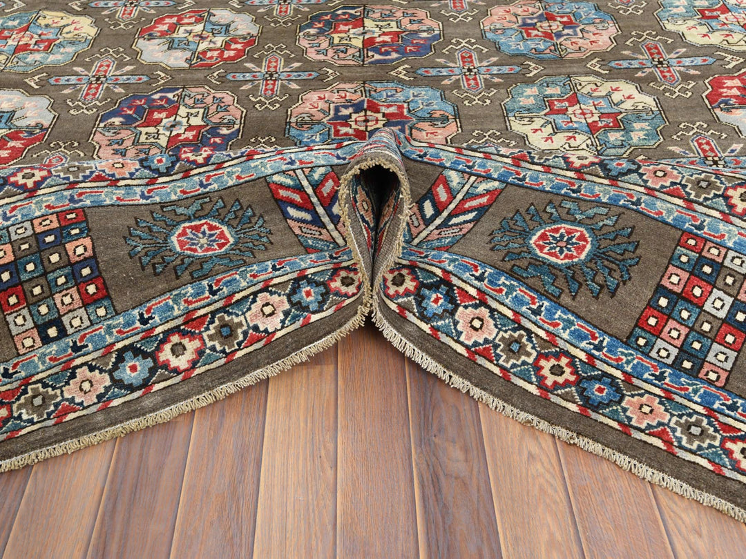 9'7" x 12'9" New Hand Knotted Brown Wool Rectangle Oriental Rug - MOA10261830