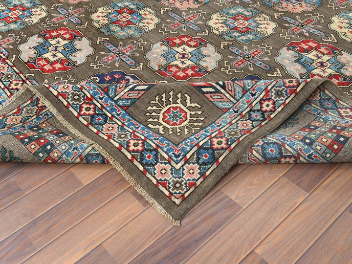 9'7" x 12'9" New Hand Knotted Brown Wool Rectangle Oriental Rug - MOA10261830