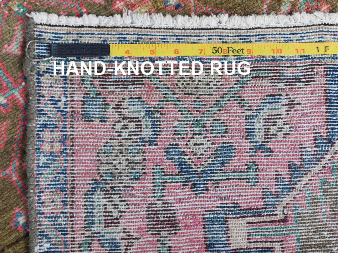 2'8" x 8'10" Vintage Hand Knotted Pink Worn Wool Runner Oriental Rug - MOA10261884