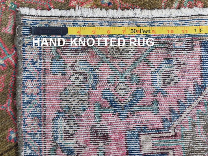 2'8" x 8'10" Vintage Hand Knotted Pink Worn Wool Runner Oriental Rug - MOA10261884