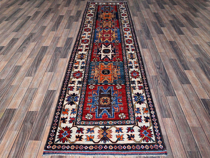 2'10" x 9'8" New Hand Knotted Red Wool Runner Oriental Rug - MOA102618