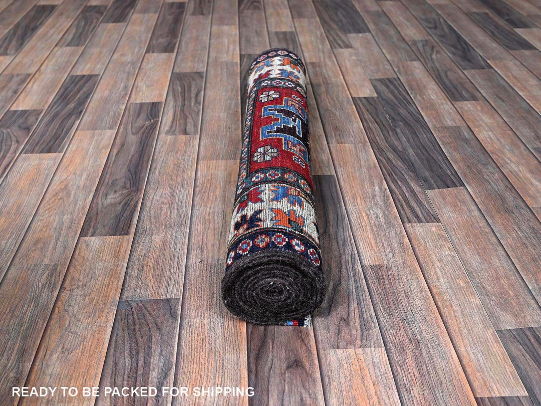 2'10" x 9'8" New Hand Knotted Red Wool Runner Oriental Rug - MOA102618