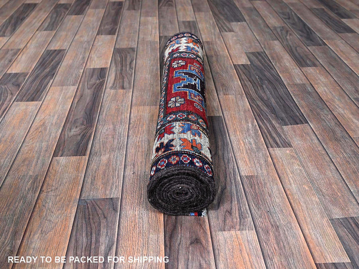 2'10" x 9'8" New Hand Knotted Red Wool Runner Oriental Rug - MOA102618