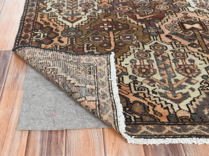 5'7" x 8'5" Vintage Hand Knotted Brown Worn Wool Rectangle Oriental Rug - MOA10261907