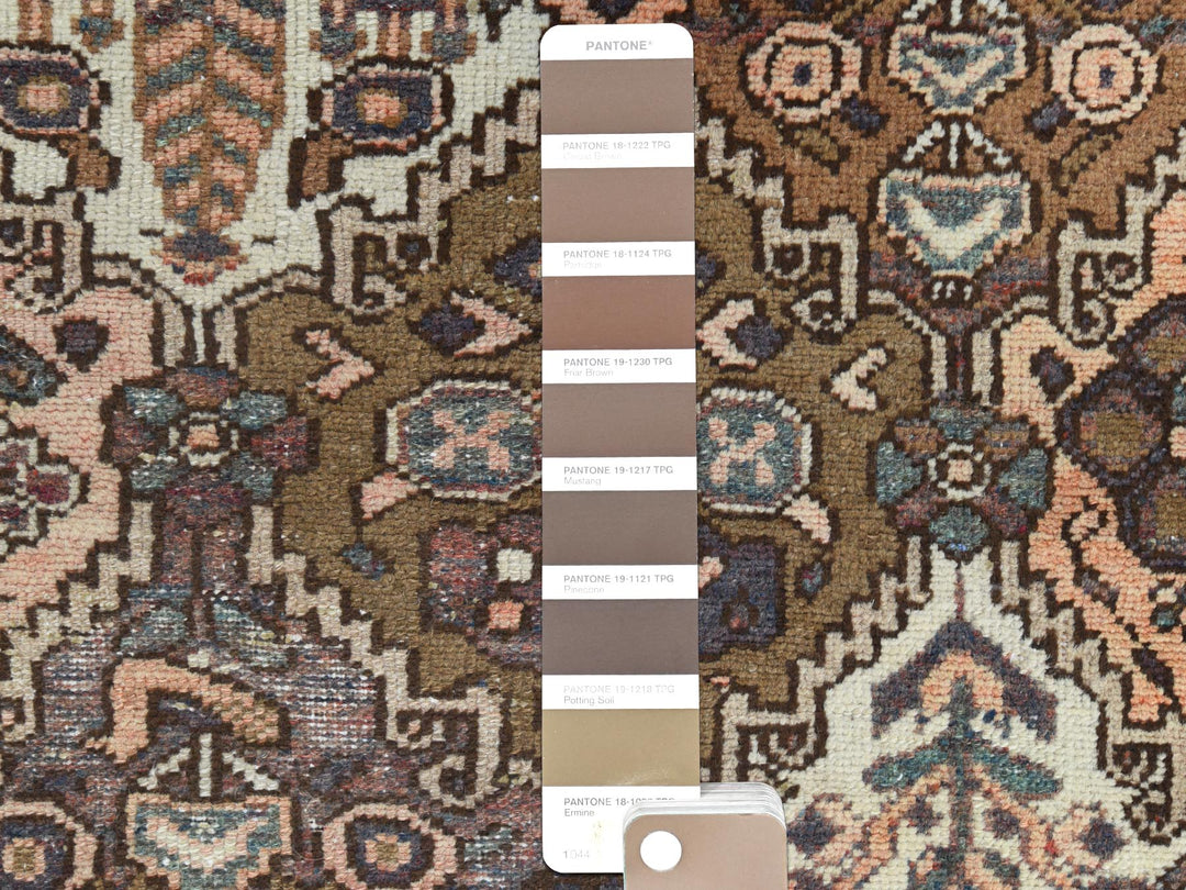 5'7" x 8'5" Vintage Hand Knotted Brown Worn Wool Rectangle Oriental Rug - MOA10261907