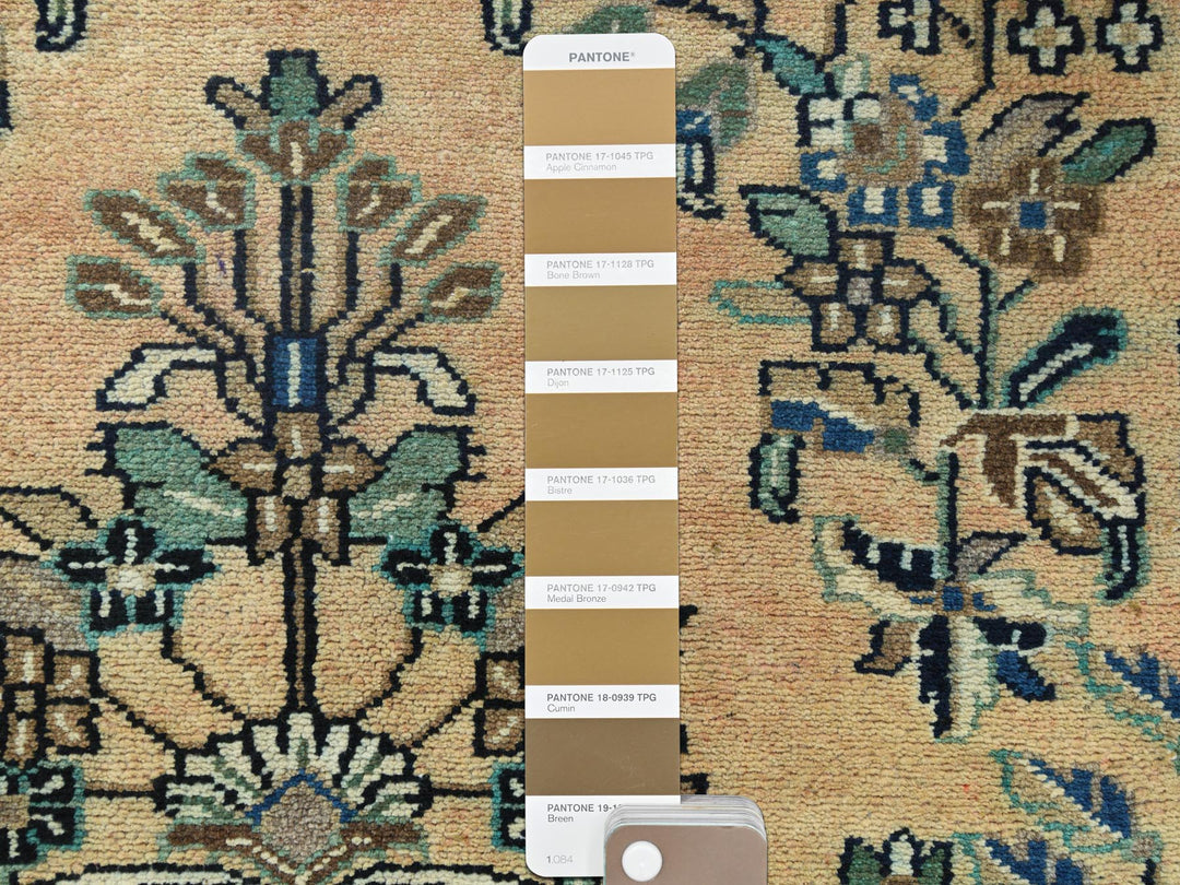 3'5" x 10'1" Vintage Hand Knotted Brown Worn Wool Runner Oriental Rug - MOA10261944