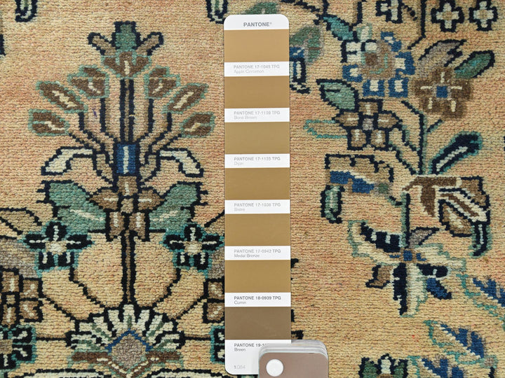 3'5" x 10'1" Vintage Hand Knotted Brown Worn Wool Runner Oriental Rug - MOA10261944