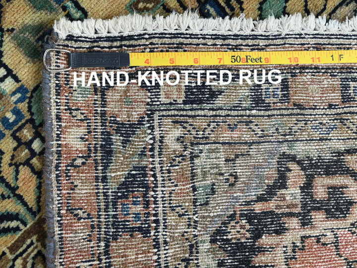 3'5" x 10'1" Vintage Hand Knotted Brown Worn Wool Runner Oriental Rug - MOA10261944