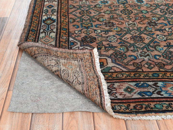 3'6" x 9'7" Vintage Hand Knotted Red Worn Wool Runner Oriental Rug - MOA10261946