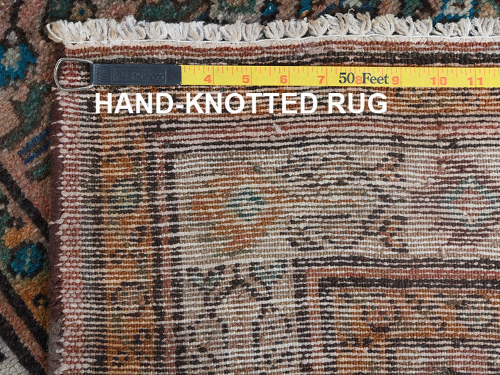 3'6" x 9'7" Vintage Hand Knotted Red Worn Wool Runner Oriental Rug - MOA10261946