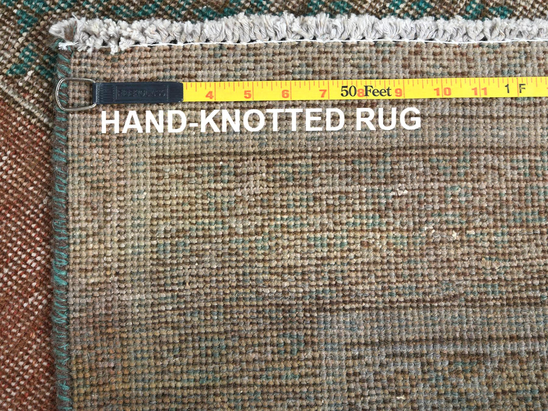 4'1" x 6'0" Vintage Hand Knotted Brown Worn Wool Rectangle Oriental Rug - MOA10261953