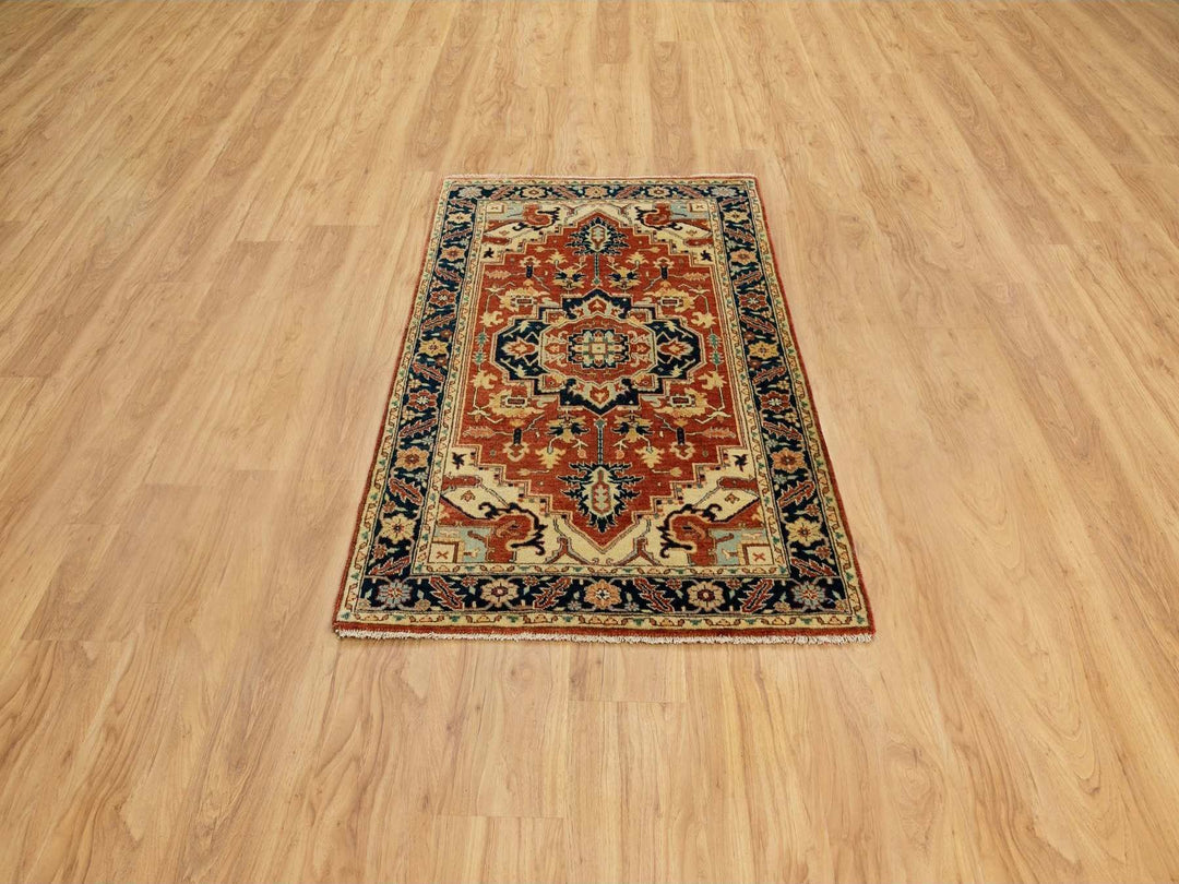3'1" x 5'2" New Hand Knotted Red Wool Rectangle Oriental Rug - MOA10262018