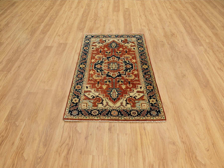 3'1" x 5'2" New Hand Knotted Red Wool Rectangle Oriental Rug - MOA10262018