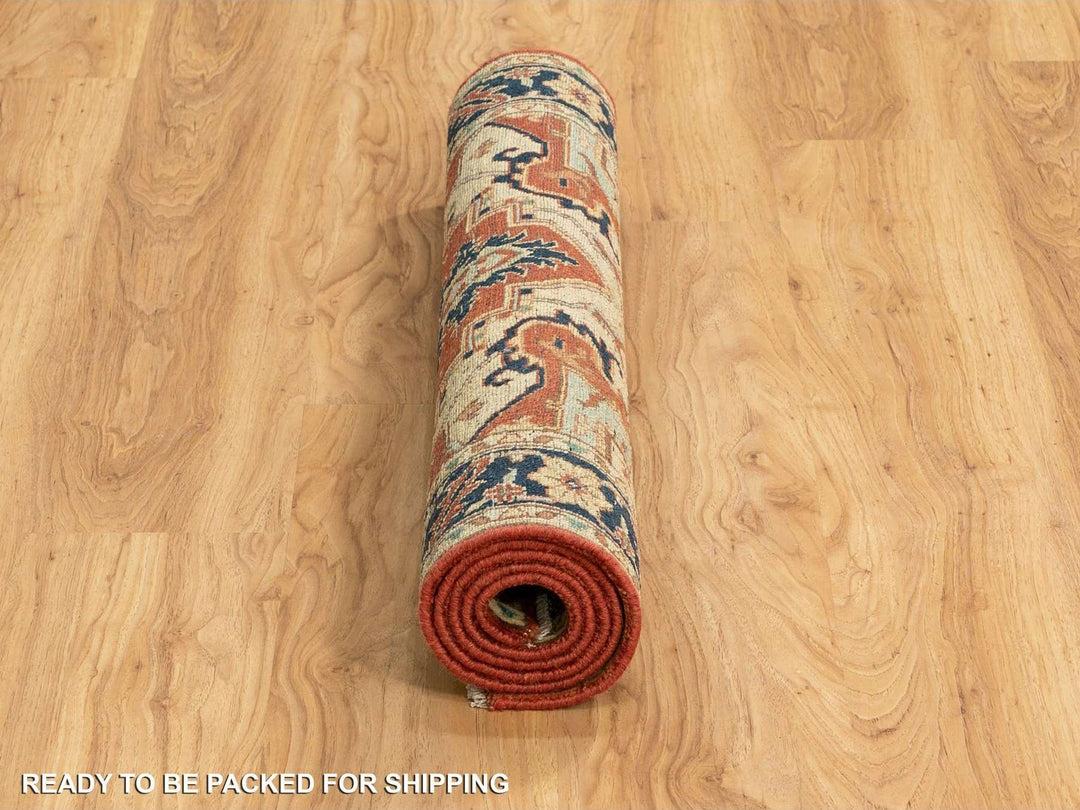 3'1" x 5'2" New Hand Knotted Red Wool Rectangle Oriental Rug - MOA10262018