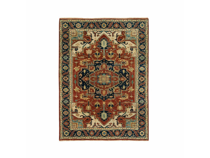 4'1" x 6'0" New Hand Knotted Red Wool Rectangle Oriental Rug - MOA10262021